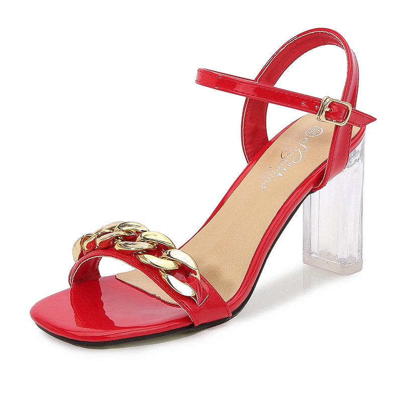 Rubber sandals patent leather high-heeled shoes