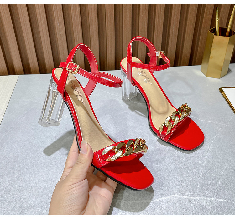 Rubber sandals patent leather high-heeled shoes