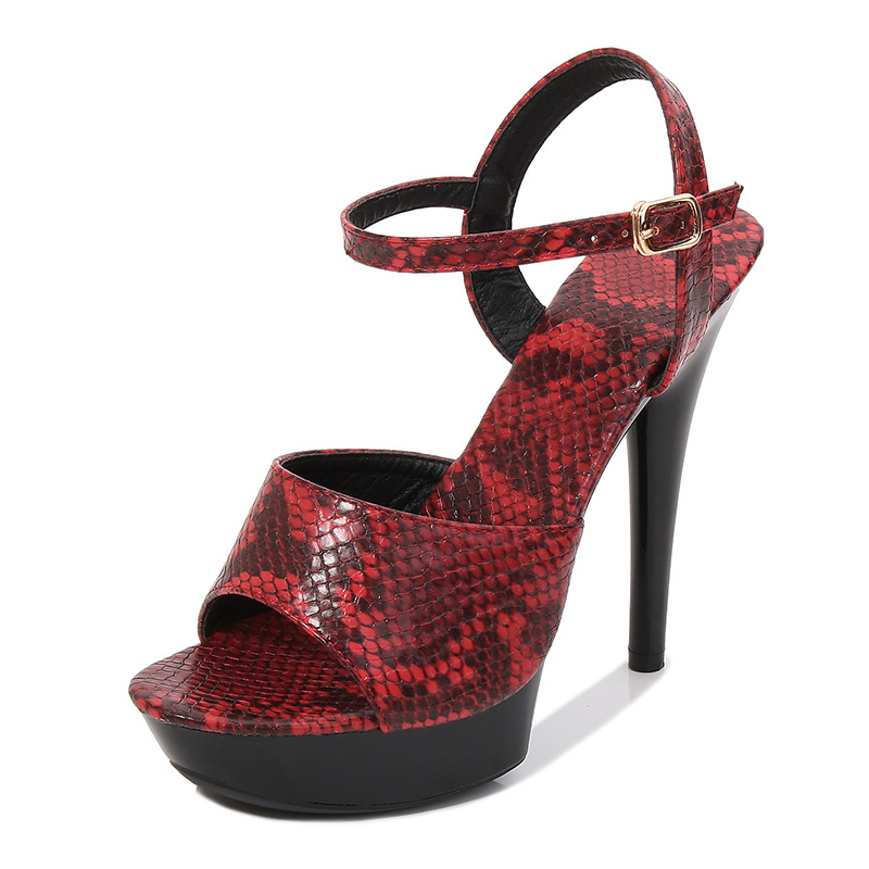 Summer snakeskin sandals fashion high-heeled shoes for women