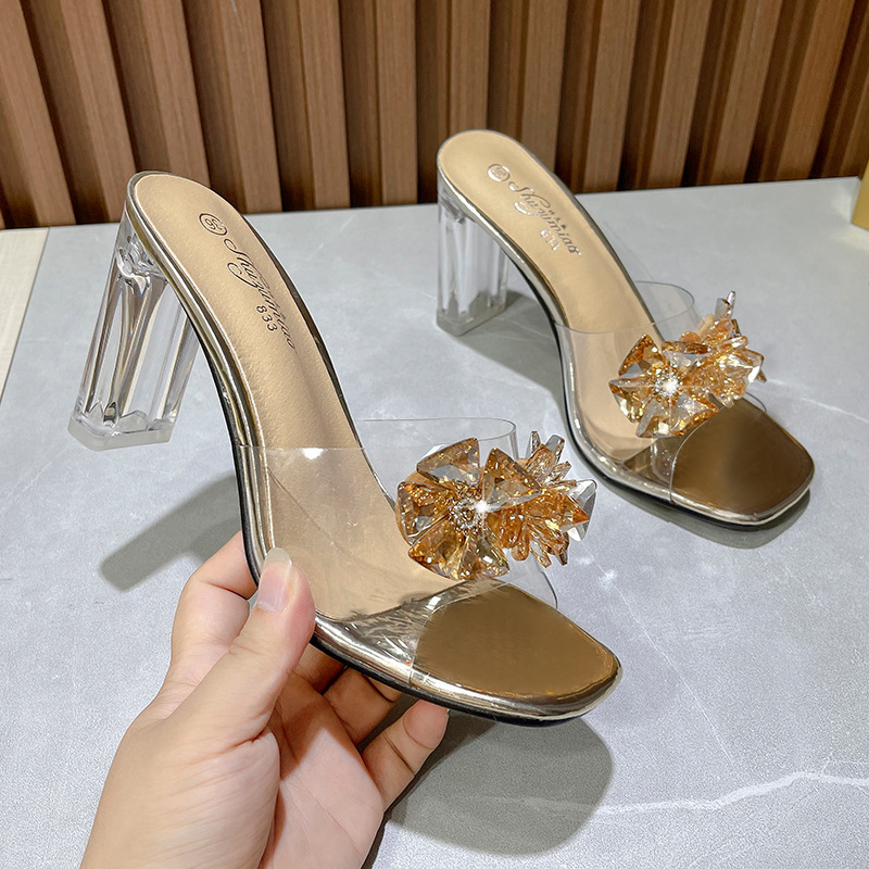 Rubber high-heeled summer not lined sandals