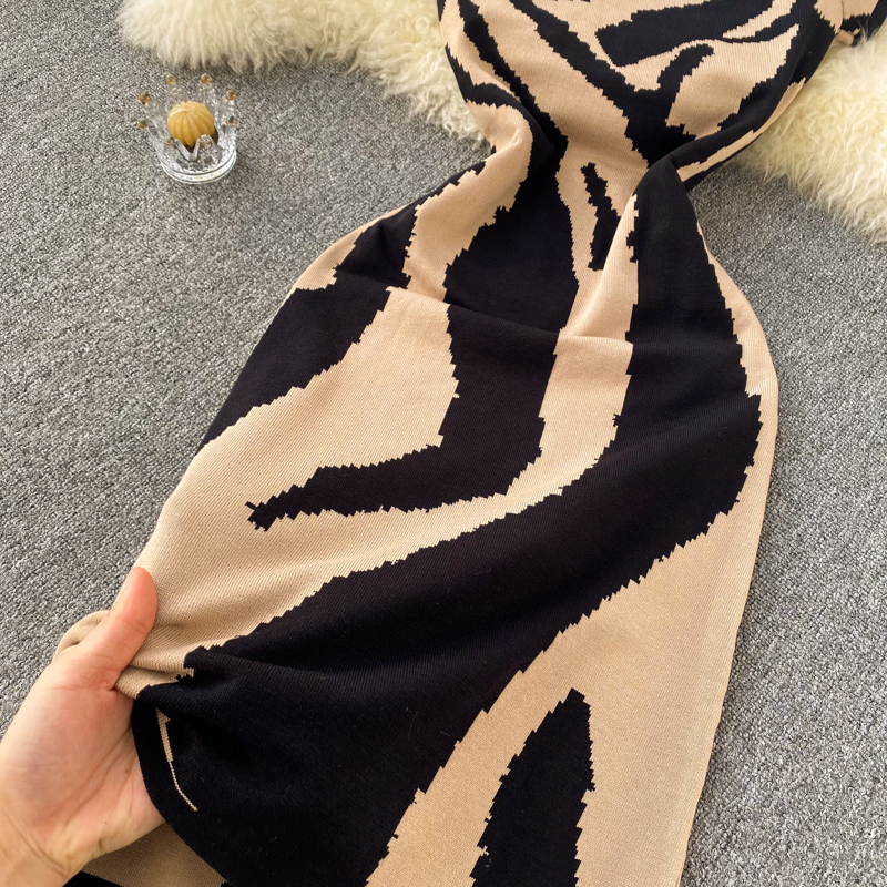 Pinched waist sexy zebra short sleeve dress