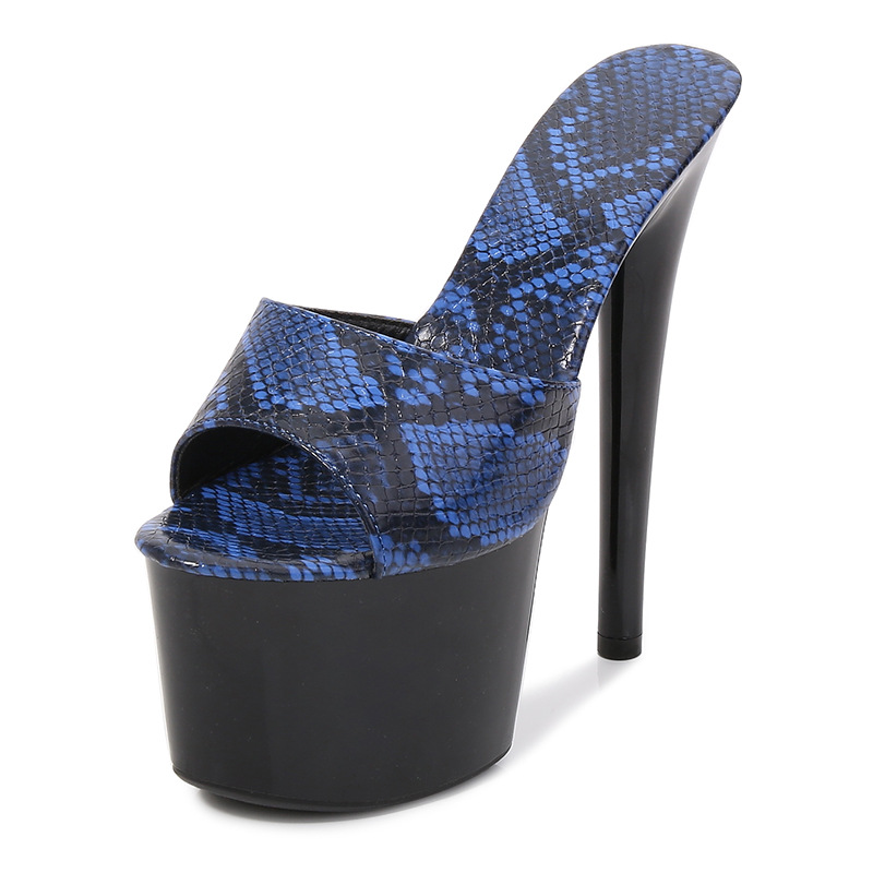 Nightclub snakeskin platform fine-root high-heeled shoes