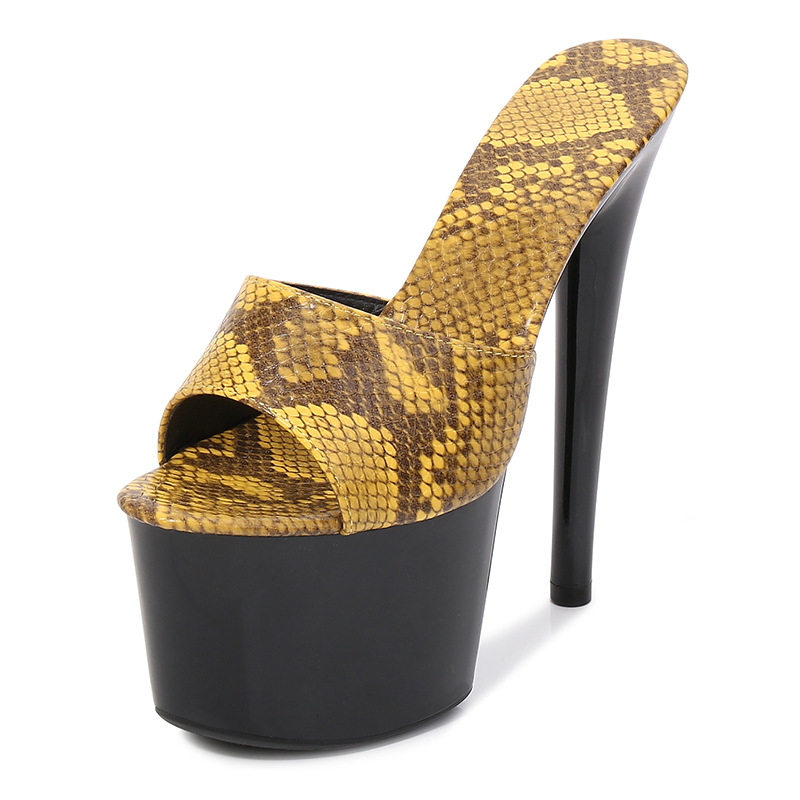 Nightclub snakeskin platform fine-root high-heeled shoes