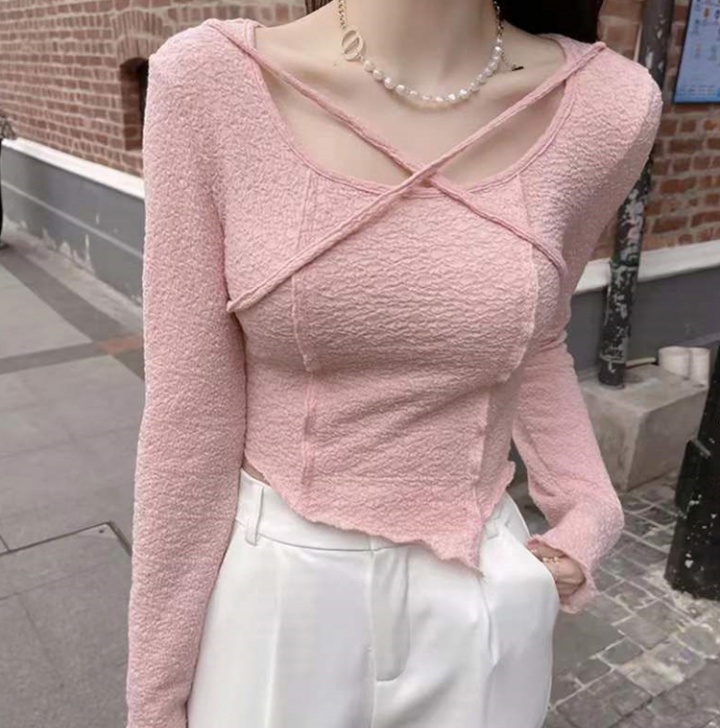 Round neck bottoming shirt irregular tops for women