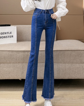Burr high waist flare pants spring jeans for women