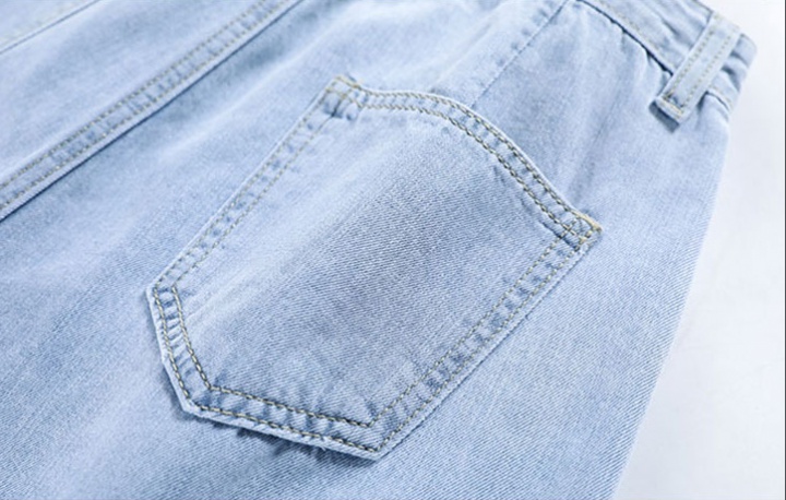 Light color holes pants slim mopping jeans for women