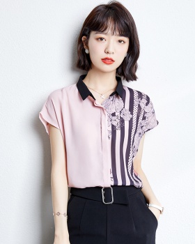 Mixed colors short sleeve shirt loose small shirt for women