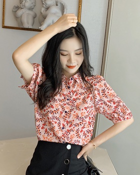 Colors puff sleeve shirt Korean style retro tops