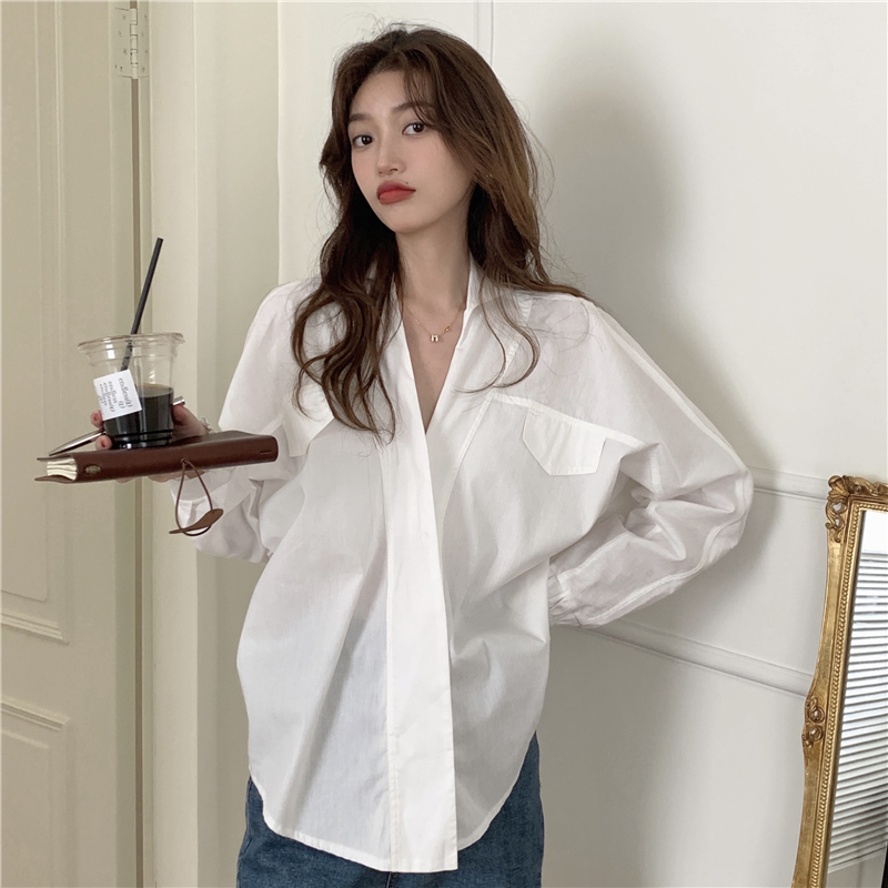 Unique tender Korean style retro France style shirt