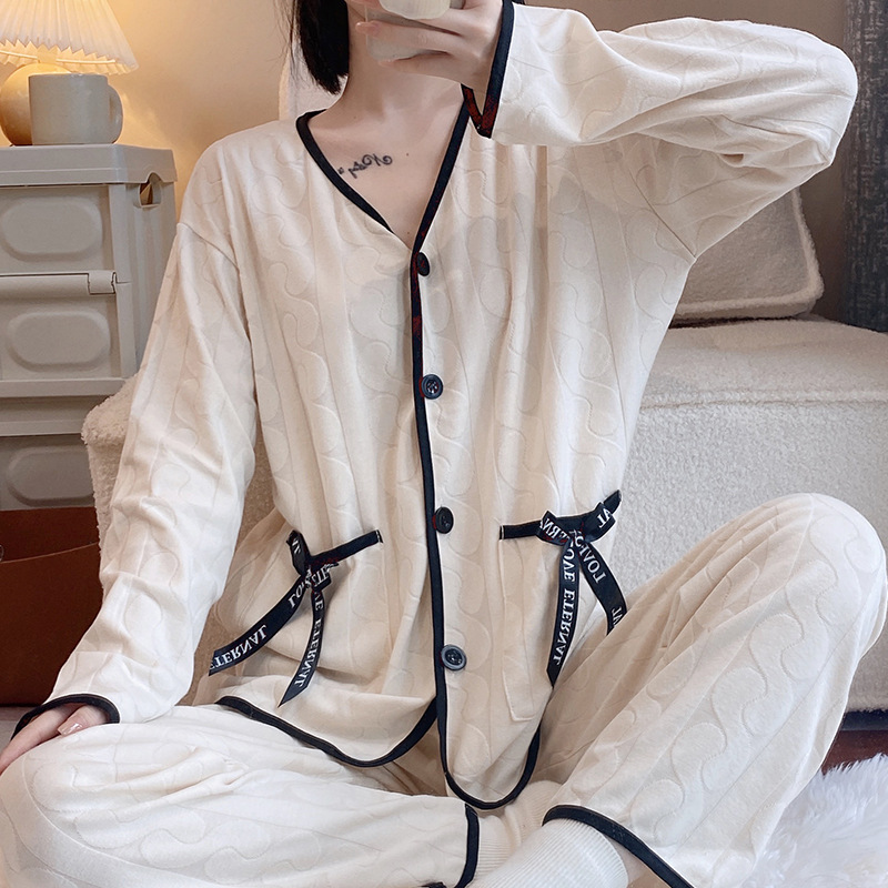 Fresh pajamas bow cardigan a set for women
