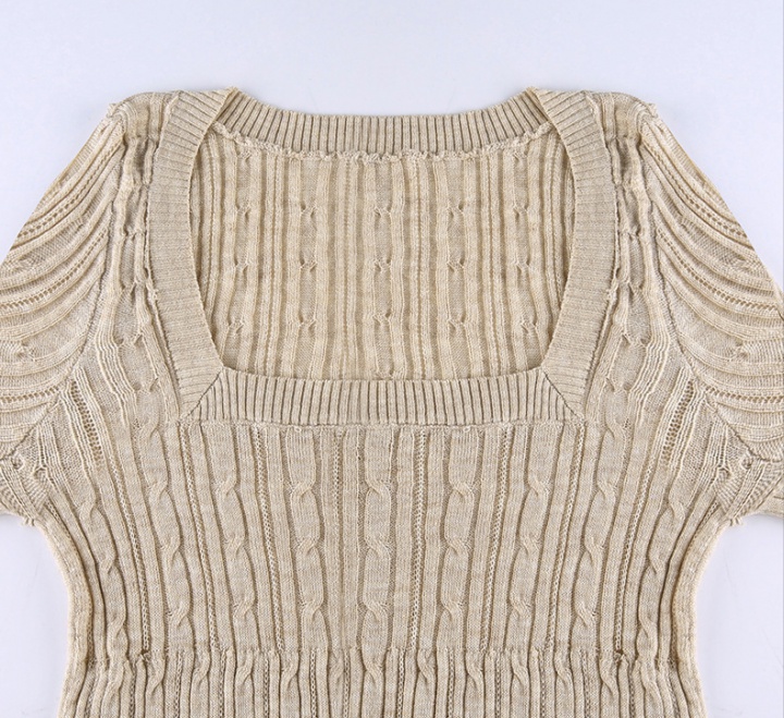 Twist retro sweater square collar knitwear tops for women