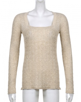 Twist retro sweater square collar knitwear tops for women