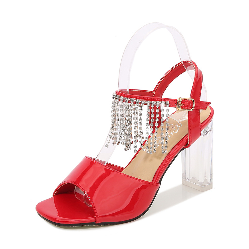 Summer patent leather rubber hasp not lined sandals