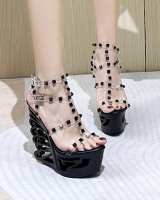 High-heeled European style platform rhinestone sandals