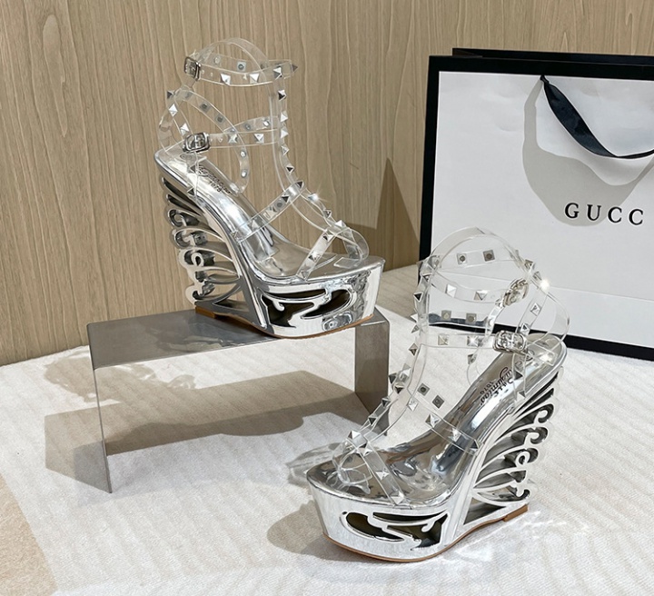 High-heeled European style platform rhinestone sandals