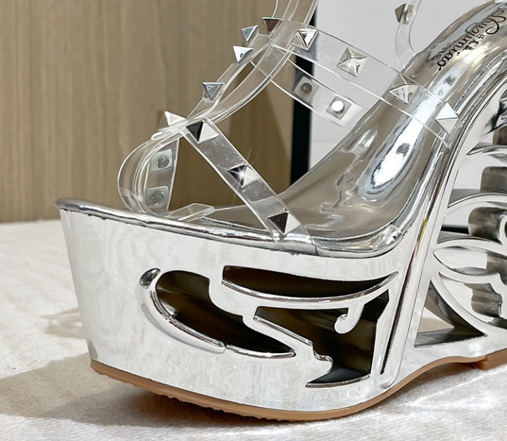 High-heeled European style platform rhinestone sandals