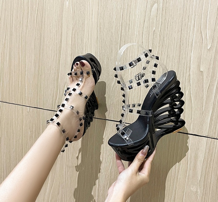 High-heeled European style platform rhinestone sandals