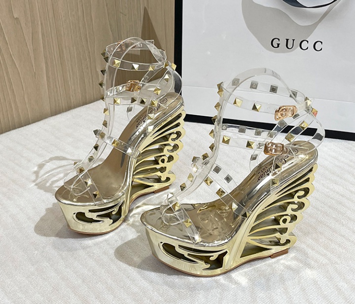 High-heeled European style platform rhinestone sandals