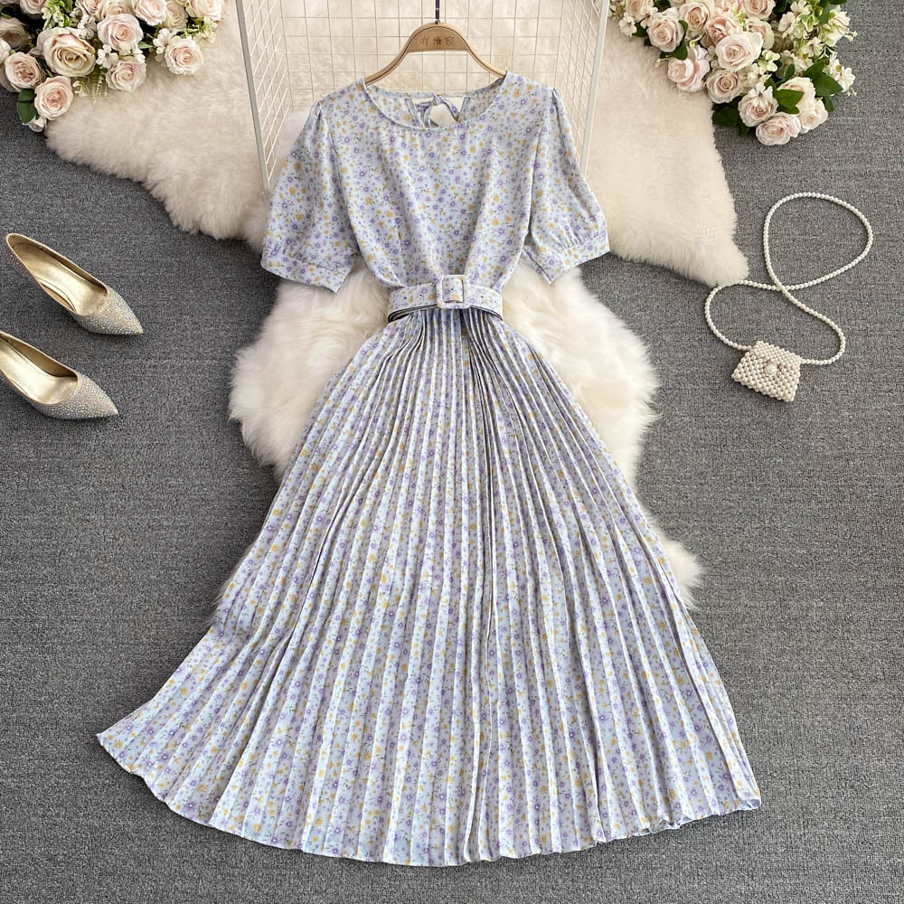 Round neck halter dress big skirt long dress for women