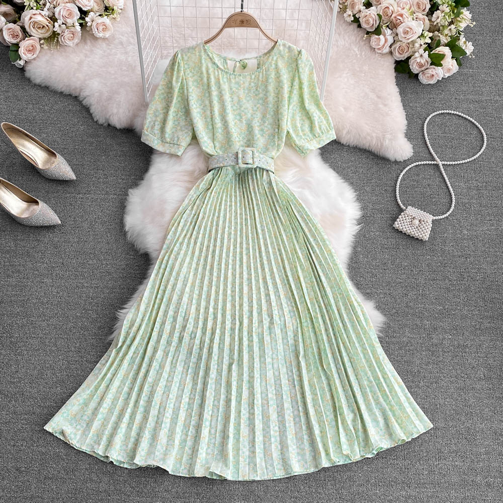 Round neck halter dress big skirt long dress for women