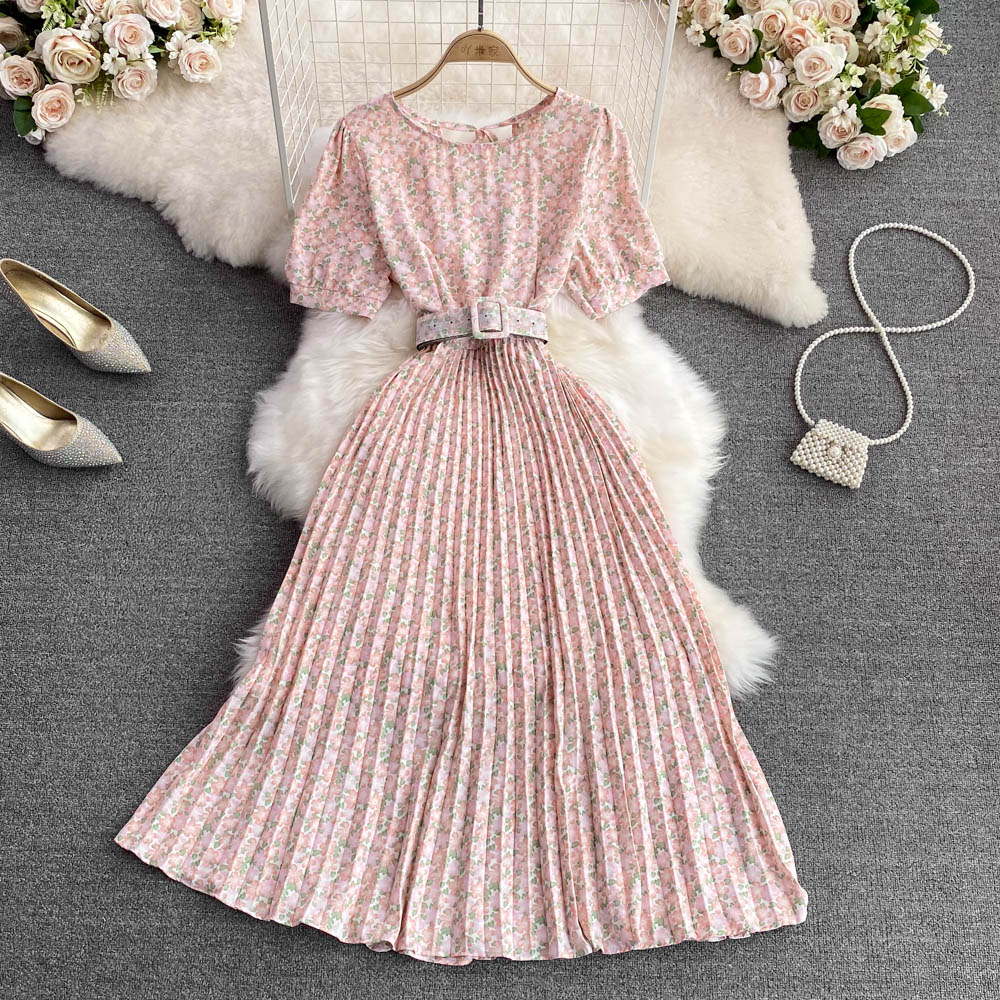 Round neck halter dress big skirt long dress for women