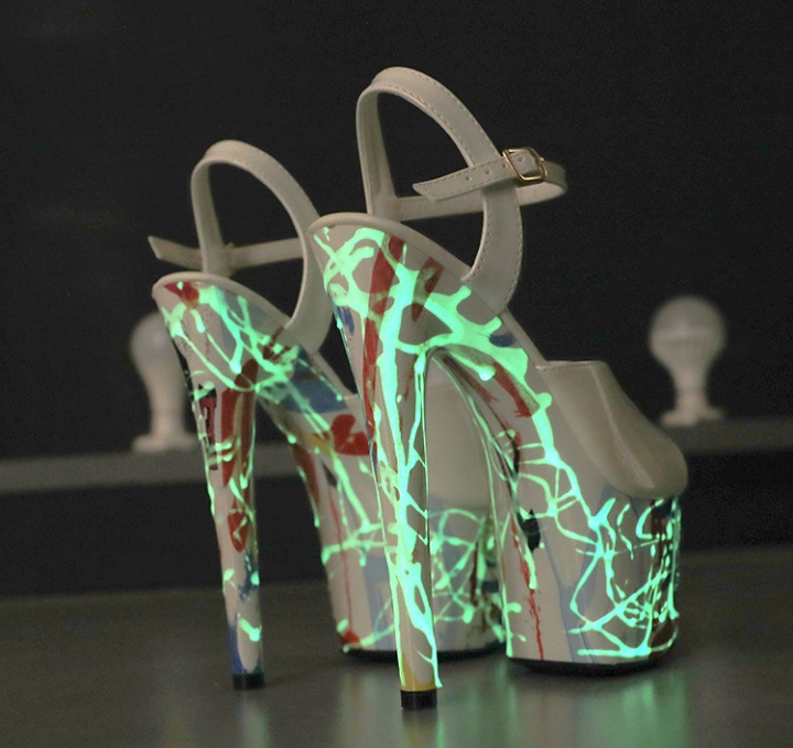 Patent leather fluorescent sandals noctilucent stilettos