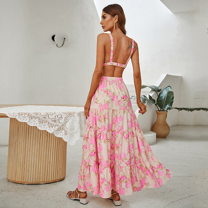 Spring and summer slim skirt printing sling dress for women