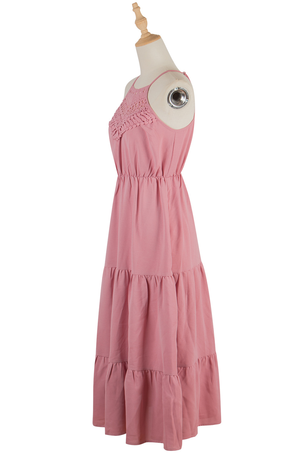 Spring and summer pink strap dress multilayer big skirt dress