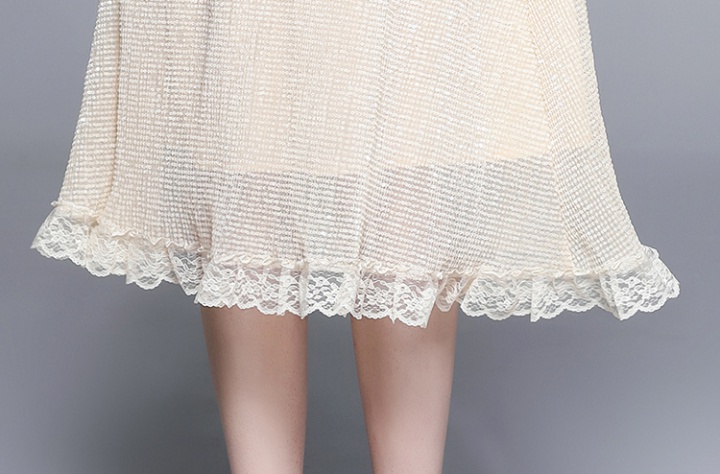 Short sleeve sequins pinched waist long lapel dress
