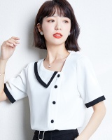 White short sleeve chiffon shirt simple mixed colors shirt
