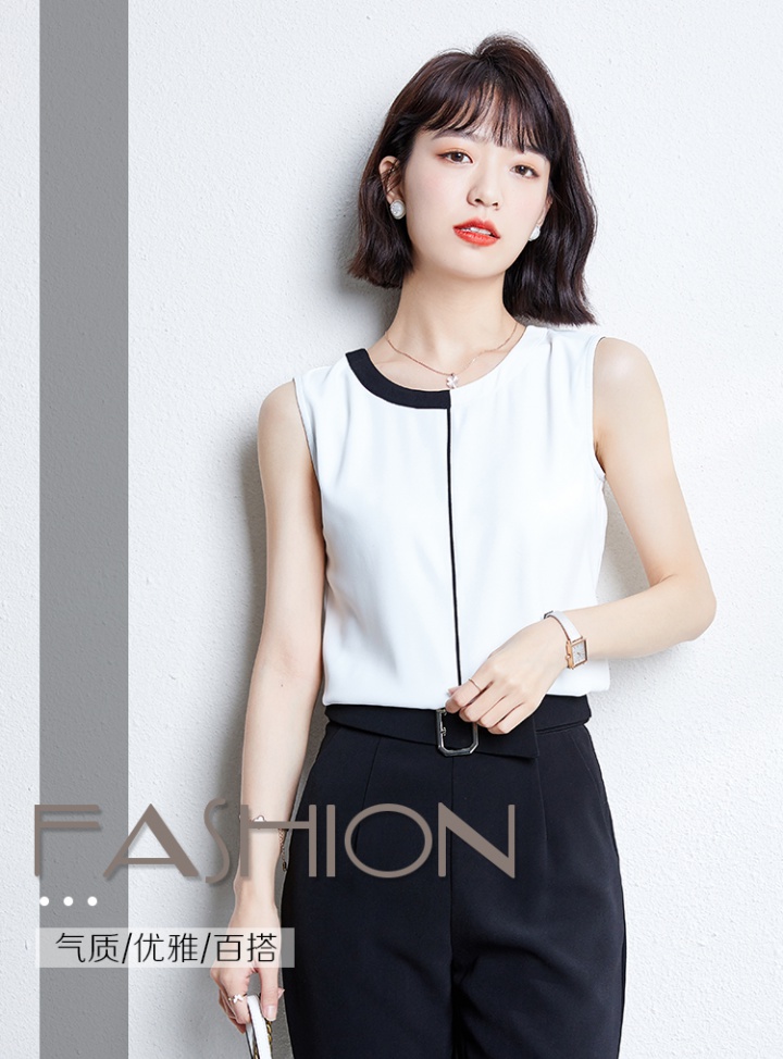 Round neck summer tops loose sling vest