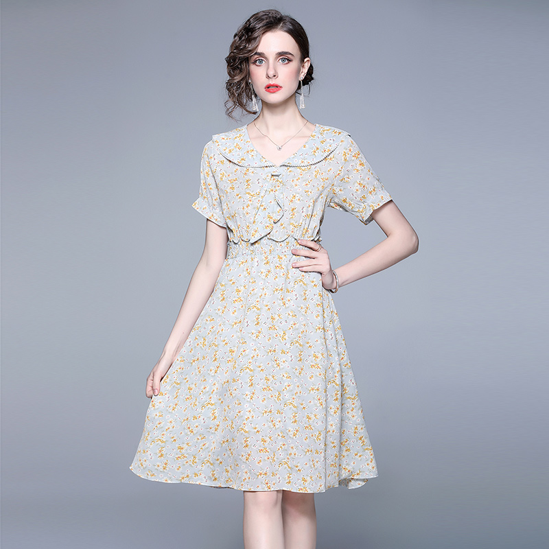 Temperament chiffon summer fashion floral dress for women