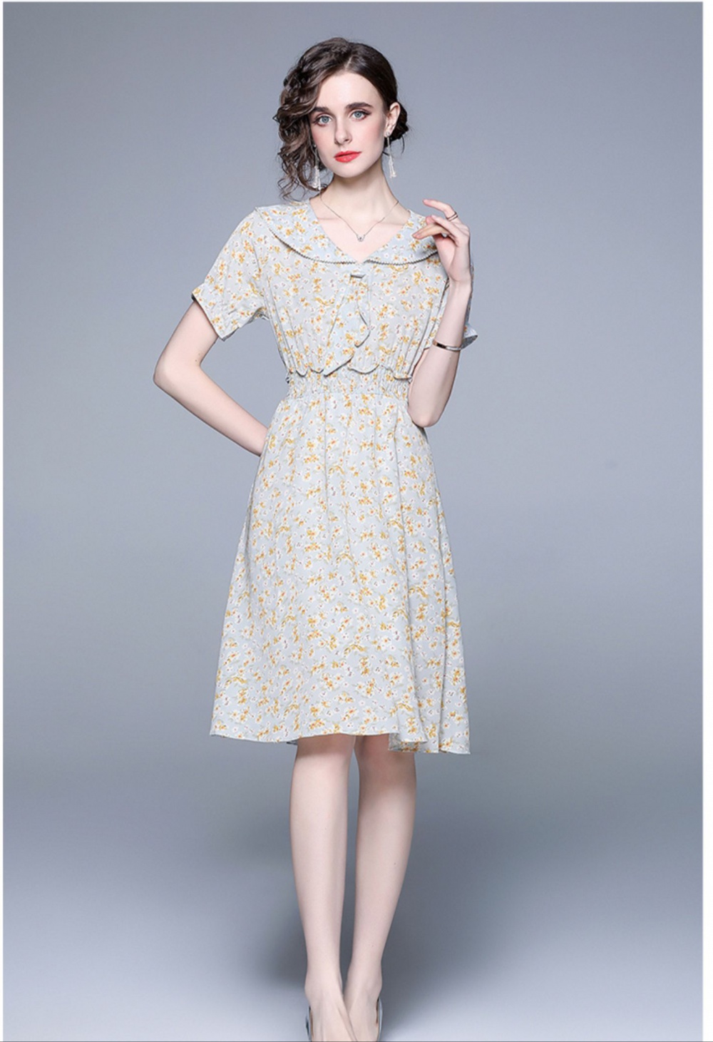 Temperament chiffon summer fashion floral dress for women