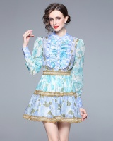 Western style slim printing spring fashion dress