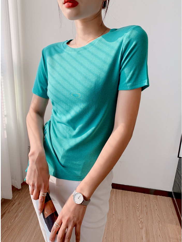 Summer bottoming shirt drawstring T-shirt for women