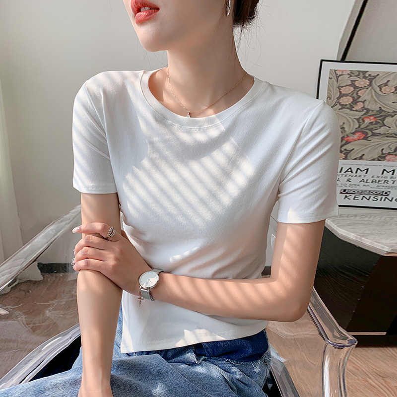 Summer bottoming shirt drawstring T-shirt for women