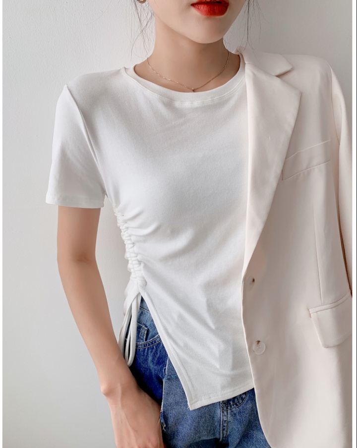 Summer bottoming shirt drawstring T-shirt for women