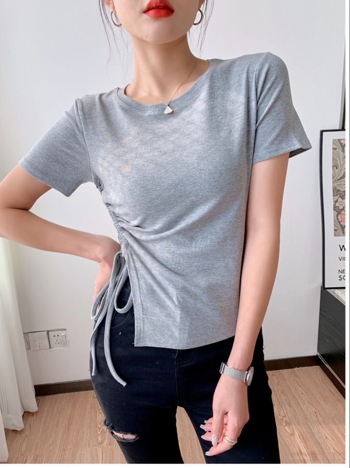 Summer bottoming shirt drawstring T-shirt for women