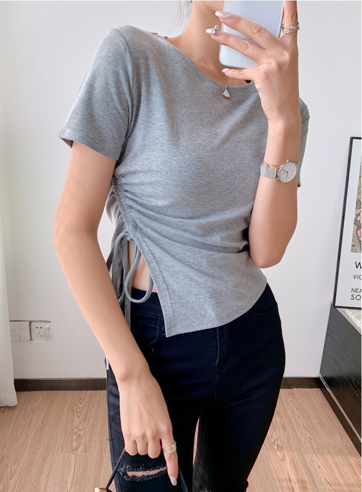 Summer bottoming shirt drawstring T-shirt for women