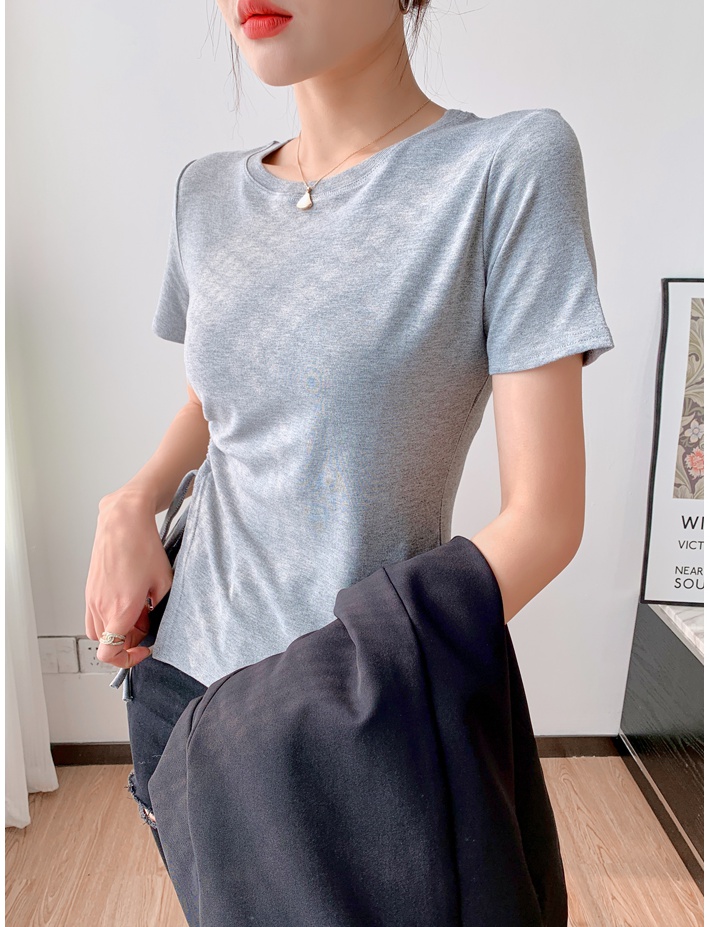 Summer bottoming shirt drawstring T-shirt for women