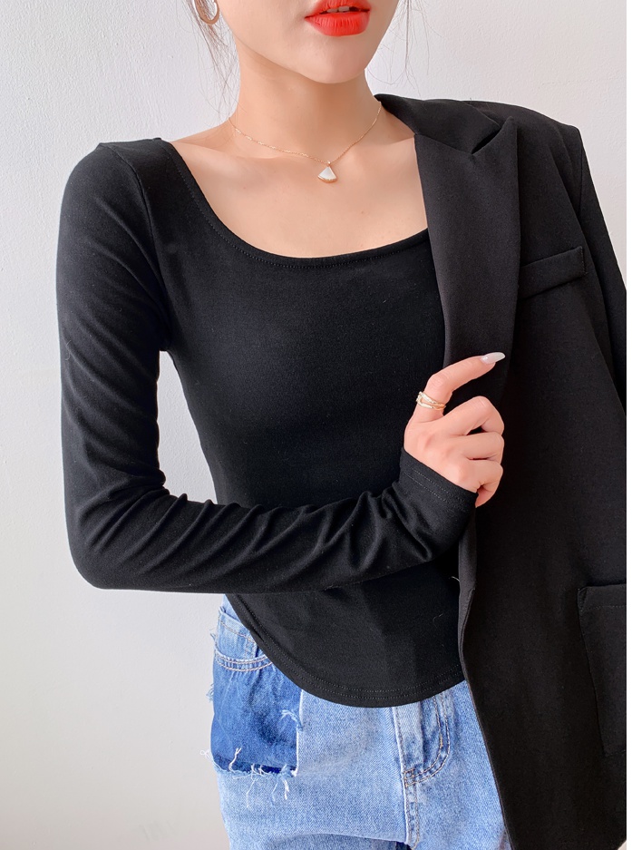 Pure cotton T-shirt spring bottoming shirt for women