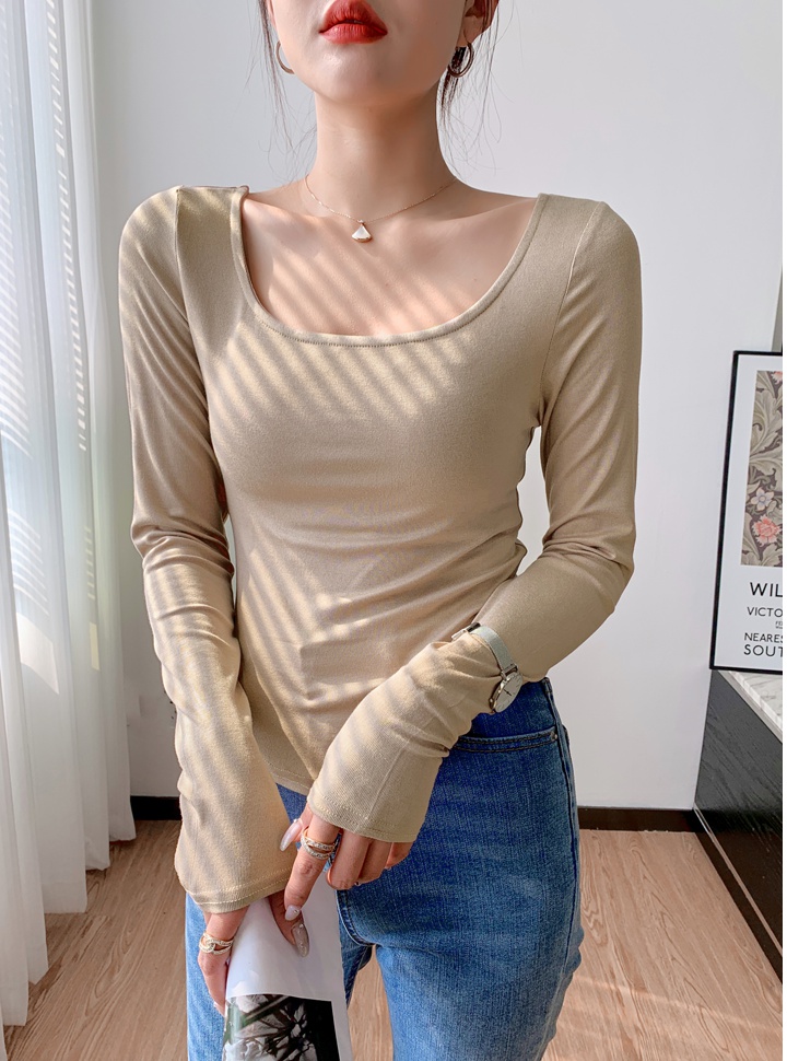 Pure cotton T-shirt spring bottoming shirt for women