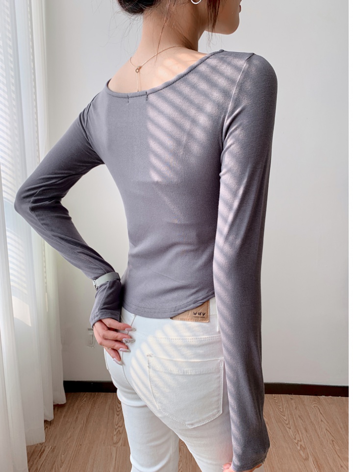 Pure cotton T-shirt spring bottoming shirt for women