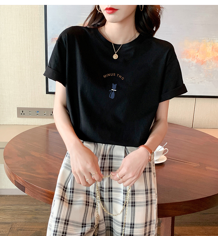 Korean style short sleeve T-shirt printing tops for women