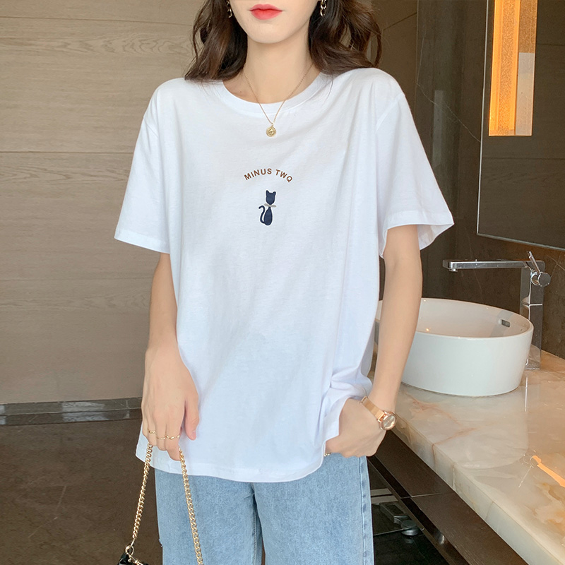 Korean style short sleeve T-shirt printing tops for women