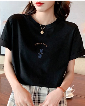 Korean style short sleeve T-shirt printing tops for women