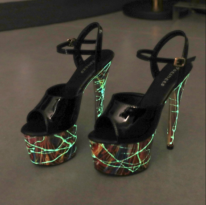 Patent leather high-heeled shoes fluorescent stilettos