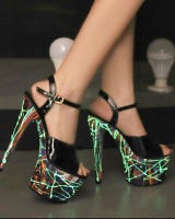 Fluorescent noctilucent platform patent leather sandals