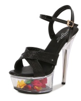 Patent leather rhinestone sandals ultrahigh platform