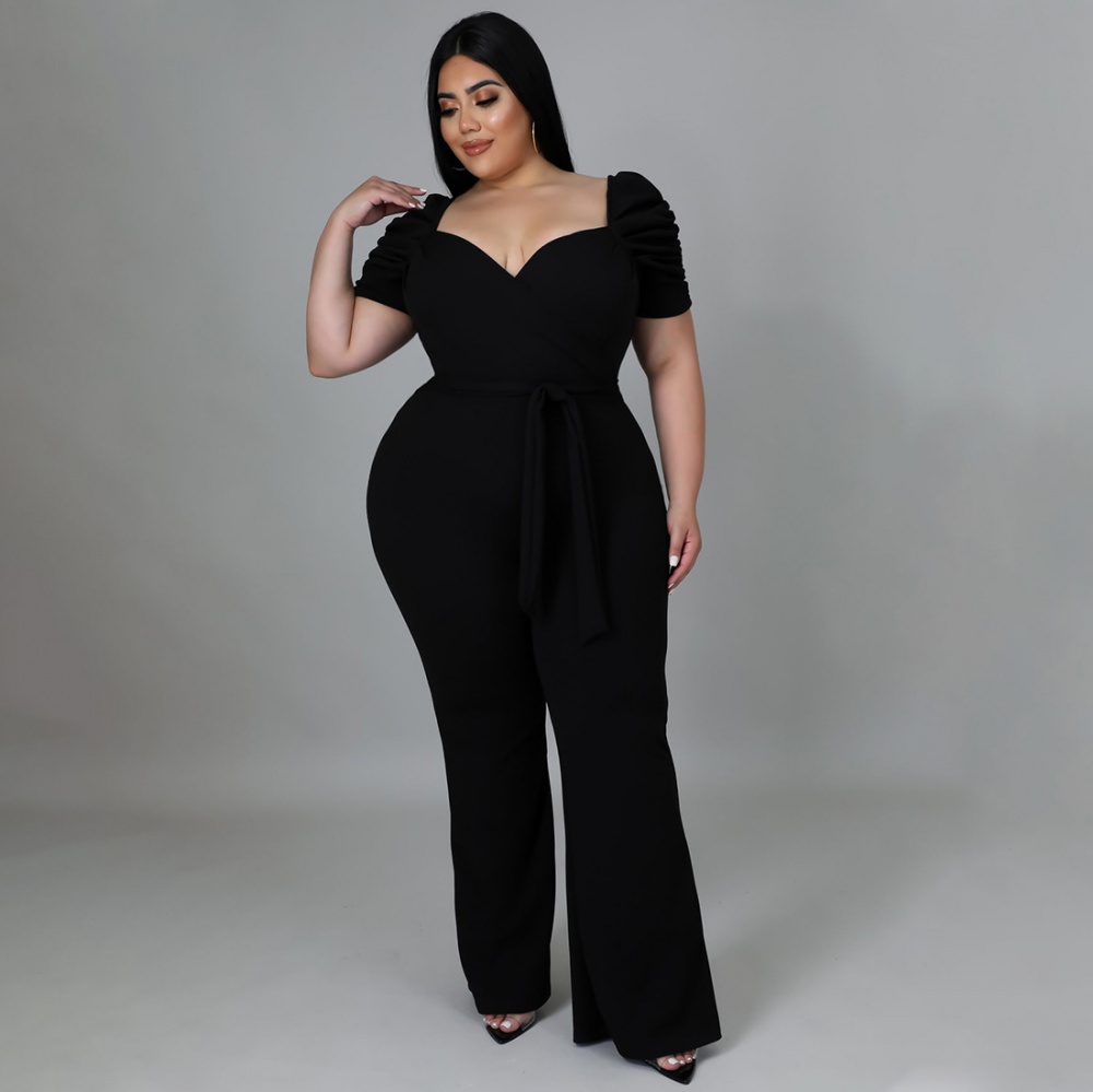 Large yard wide leg pants lotus sleeve jumpsuit for women